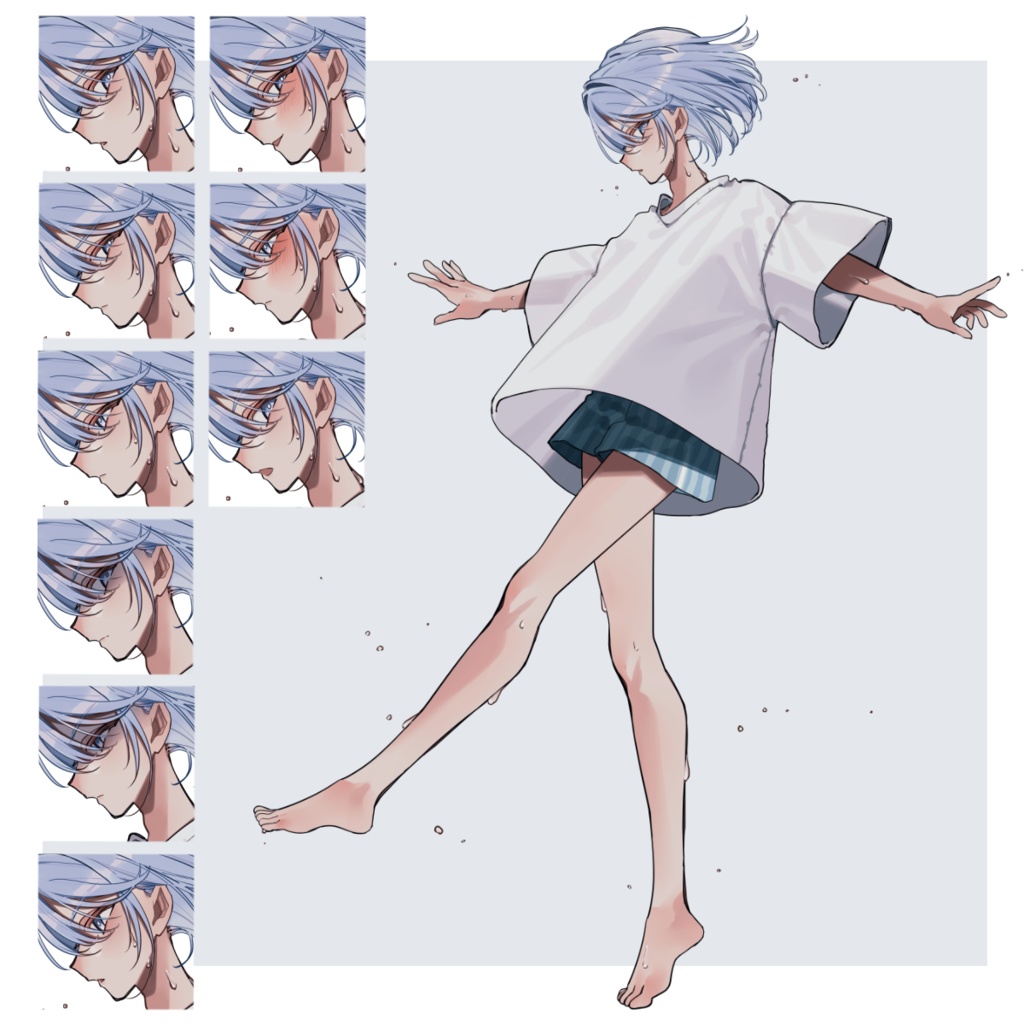 【表情10種】水遊びしてそうな少年【無料/有料】