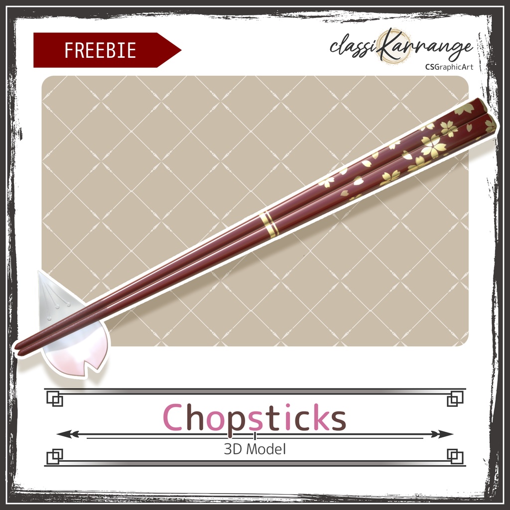 【無料・3Dモデル】箸・箸置きセット