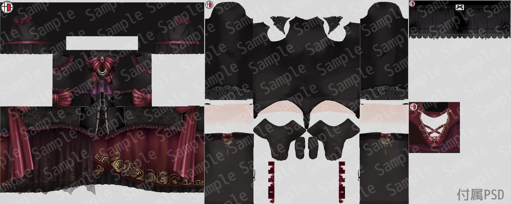 【無料版有・VRoidテクスチャ】 ゴスロリ衣装セット