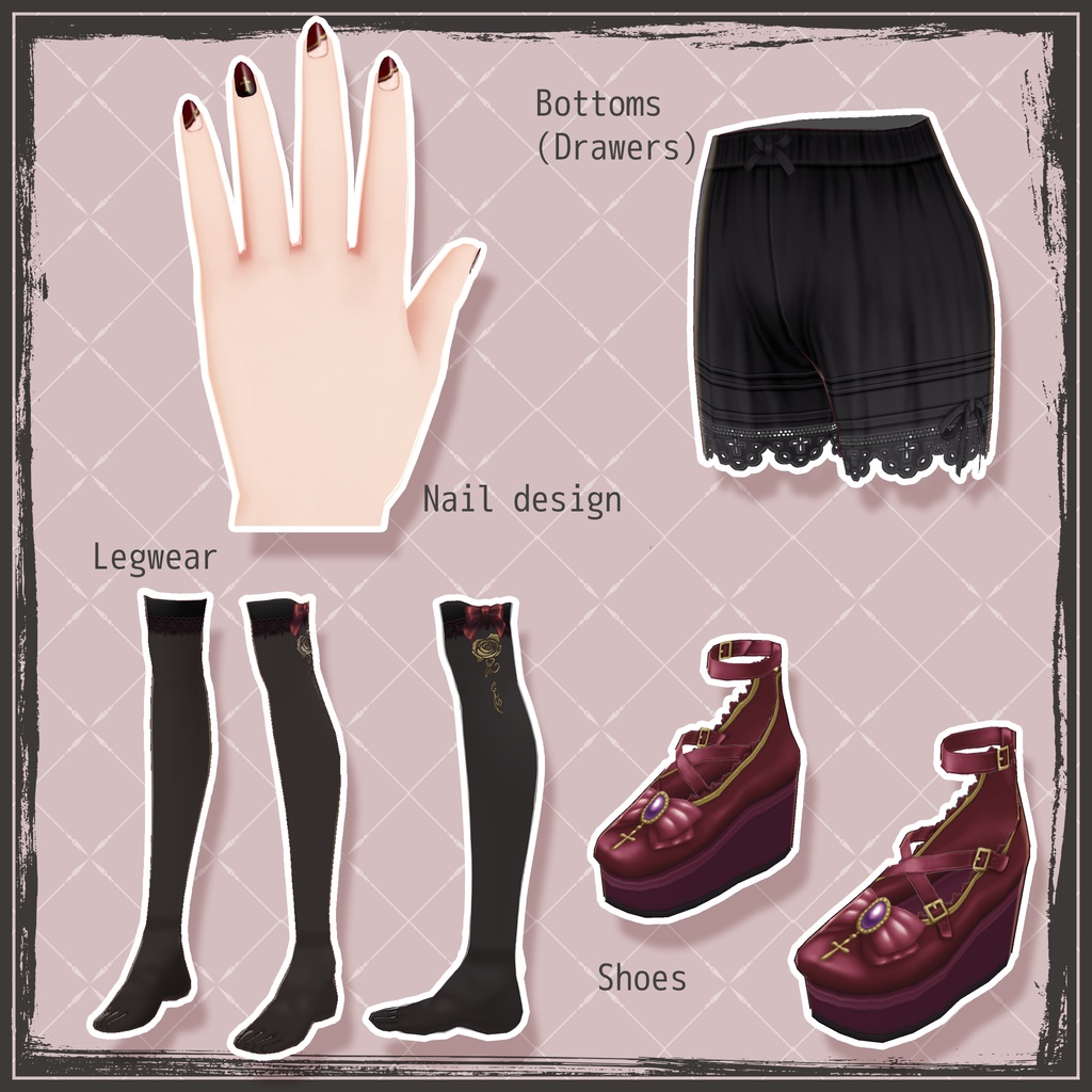 【無料版有・VRoidテクスチャ】 ゴスロリ衣装セット