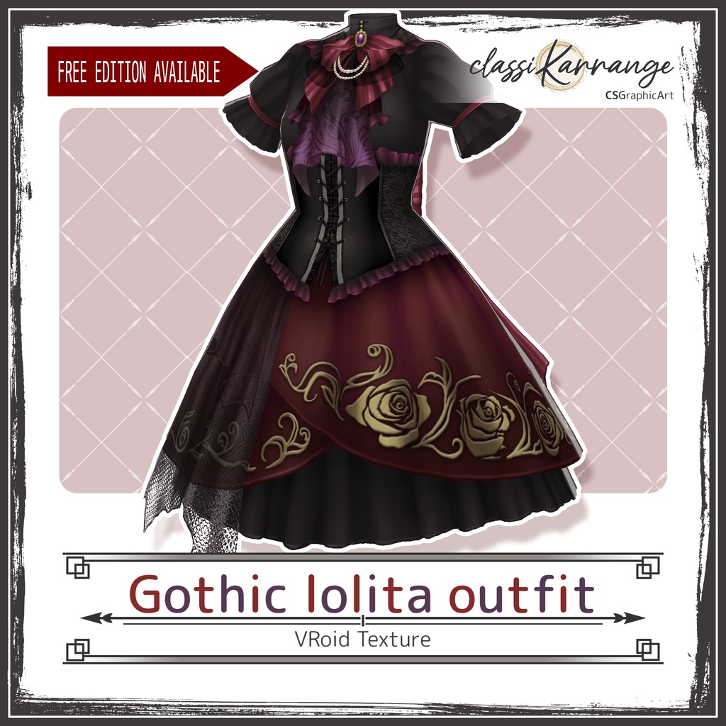 【無料版有・VRoidテクスチャ】 ゴスロリ衣装セット