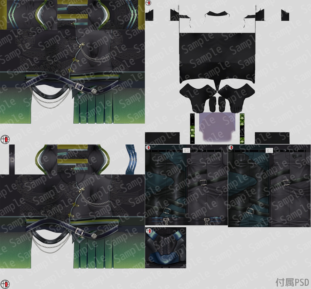 【VRoidテクスチャ】 和柄ゴシックパンク衣装セット