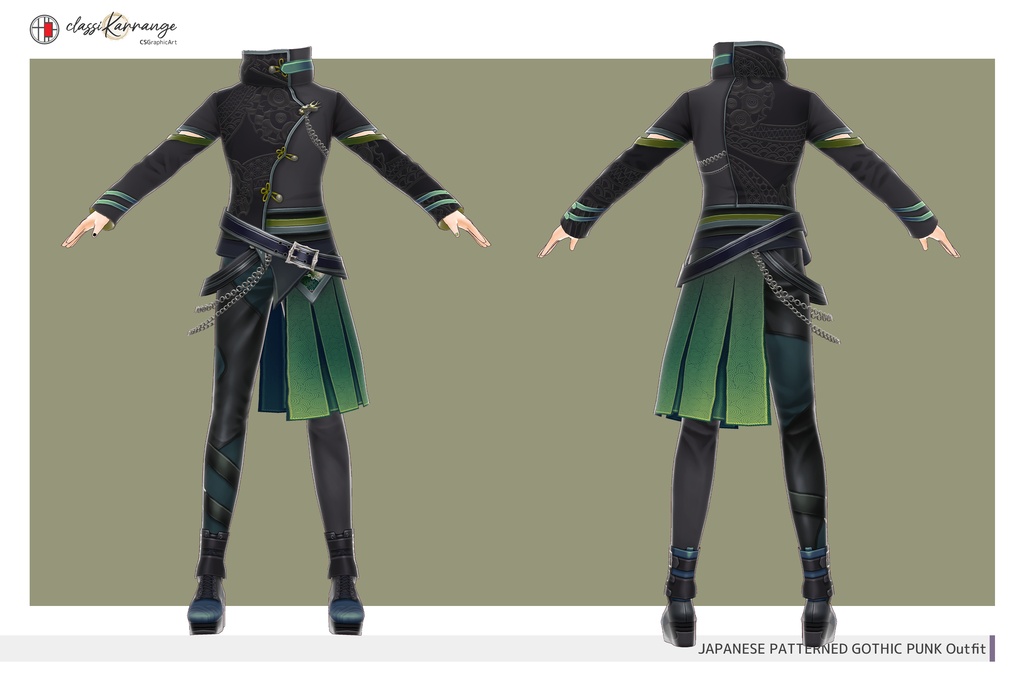 【VRoidテクスチャ】 和柄ゴシックパンク衣装セット