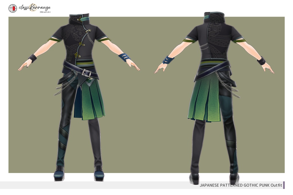【VRoidテクスチャ】 和柄ゴシックパンク衣装セット