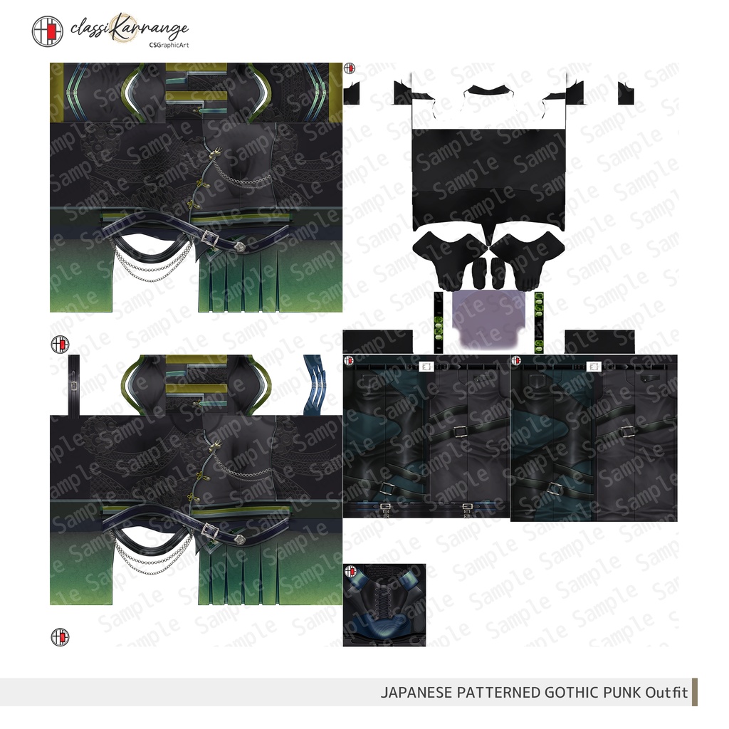 【VRoidテクスチャ】 和柄ゴシックパンク衣装セット