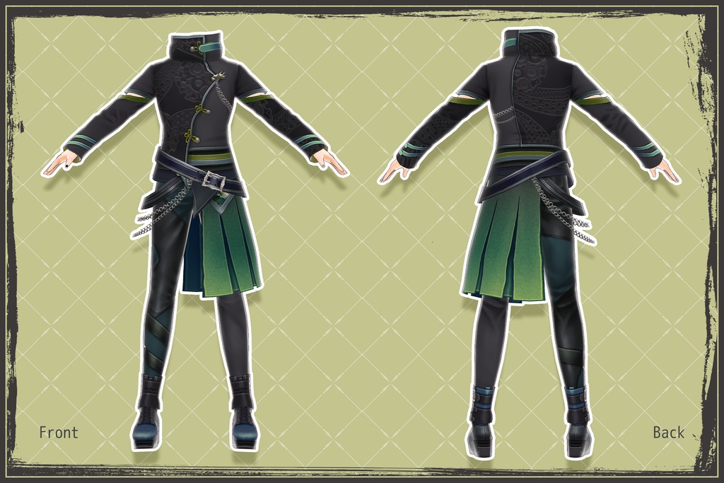 【VRoidテクスチャ】 和柄ゴシックパンク衣装セット