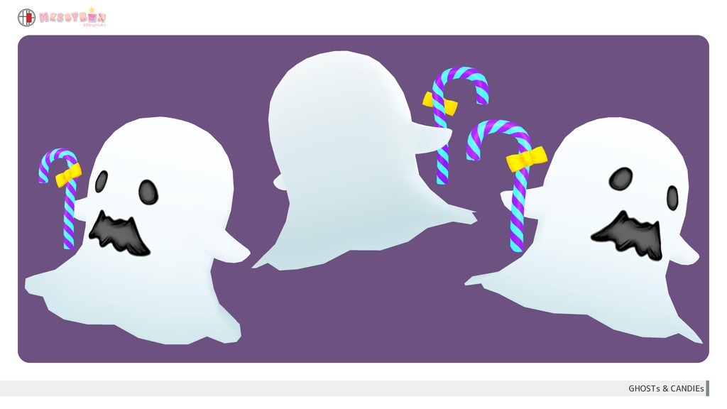 【無料版有・3Dモデル】おばけとキャンディー