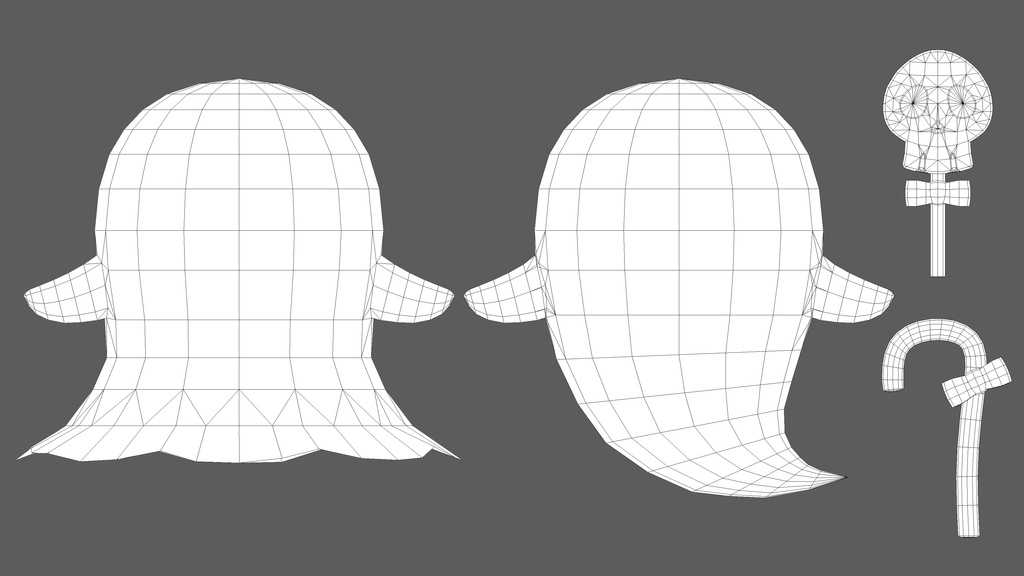 【無料版有・3Dモデル】おばけとキャンディー