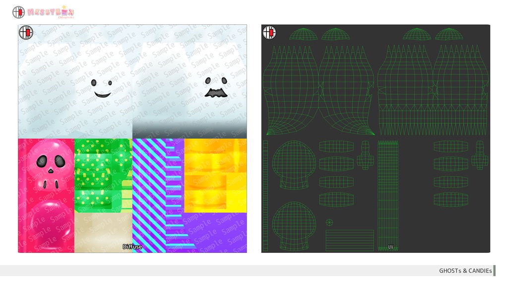 【無料版有・3Dモデル】おばけとキャンディー