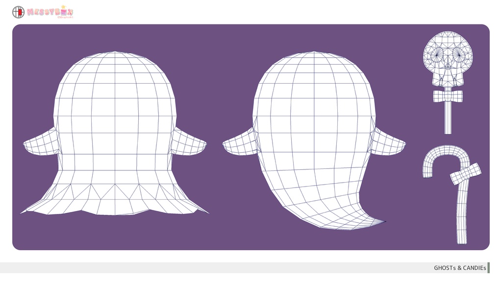 【無料版有・3Dモデル】おばけとキャンディー