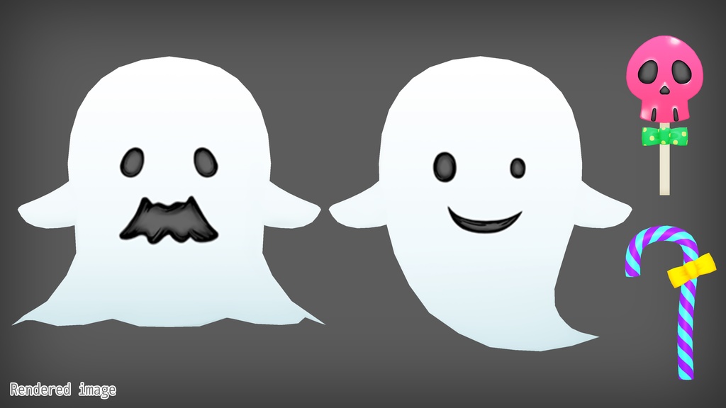 【無料版有・3Dモデル】おばけとキャンディー