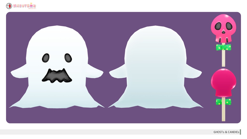 【無料版有・3Dモデル】おばけとキャンディー