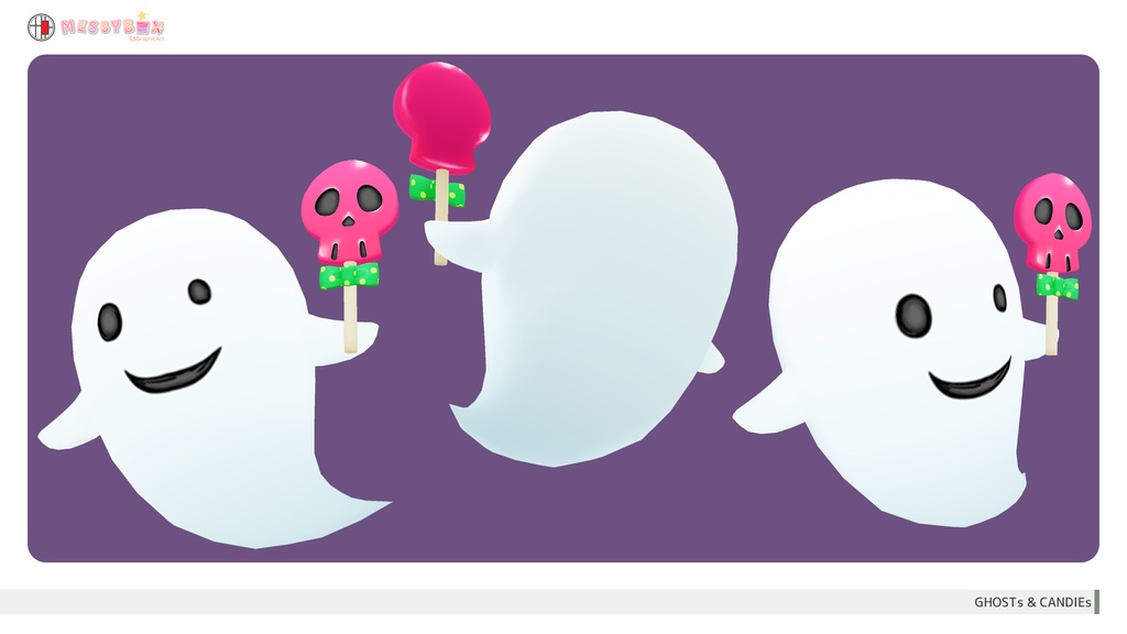 【無料版有・3Dモデル】おばけとキャンディー