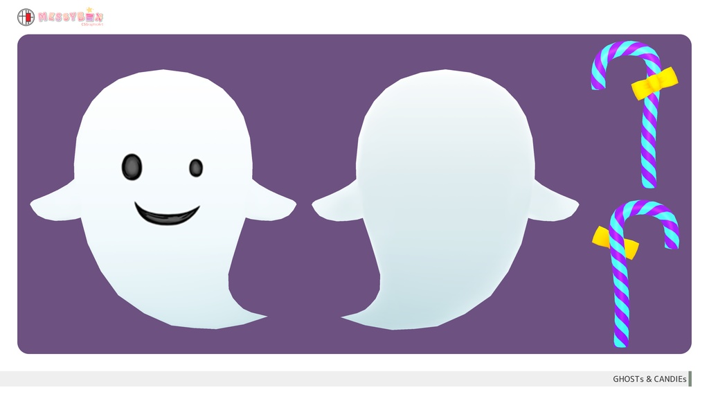 【無料版有・3Dモデル】おばけとキャンディー