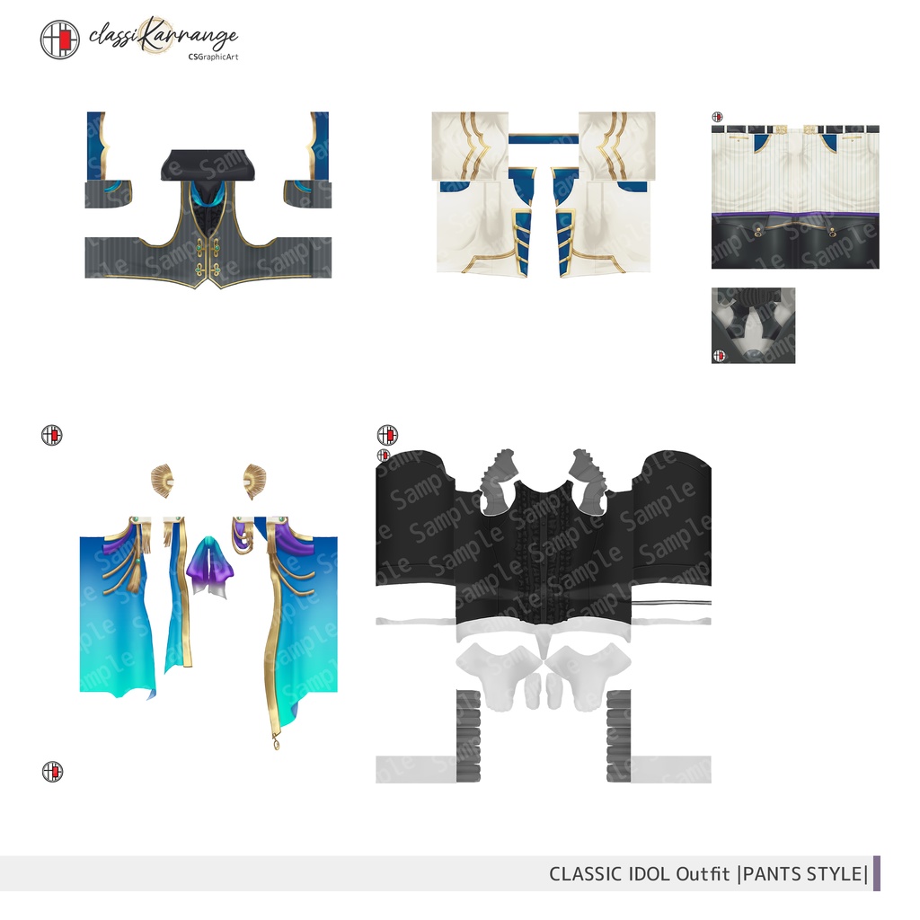 【VRoidテクスチャ】 クラシックアイドル衣装セット - パンツスタイル