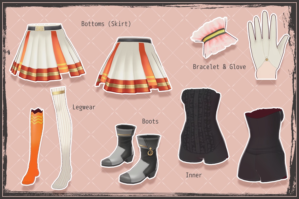 【VRoidテクスチャ】 クラシックアイドル衣装セット - スカートスタイル