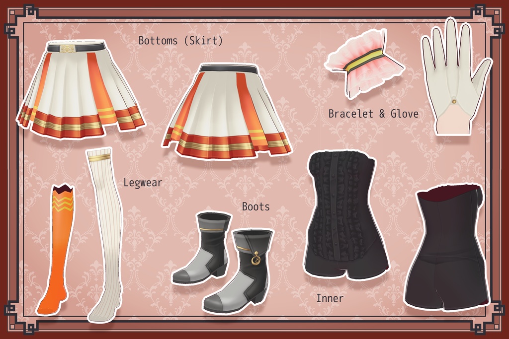 【VRoidテクスチャ】 クラシックアイドル衣装セット - スカートスタイル