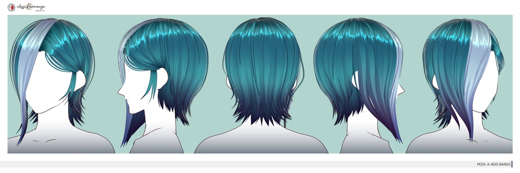 【VRoidヘアプリセット】片目隠しアシンメトリー ヘア