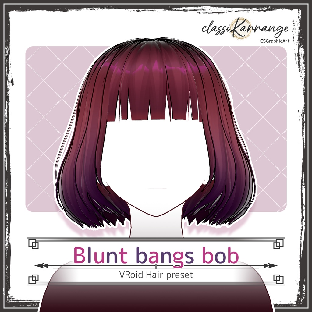 【VRoidヘアプリセット】前髪ぱっつんボブ