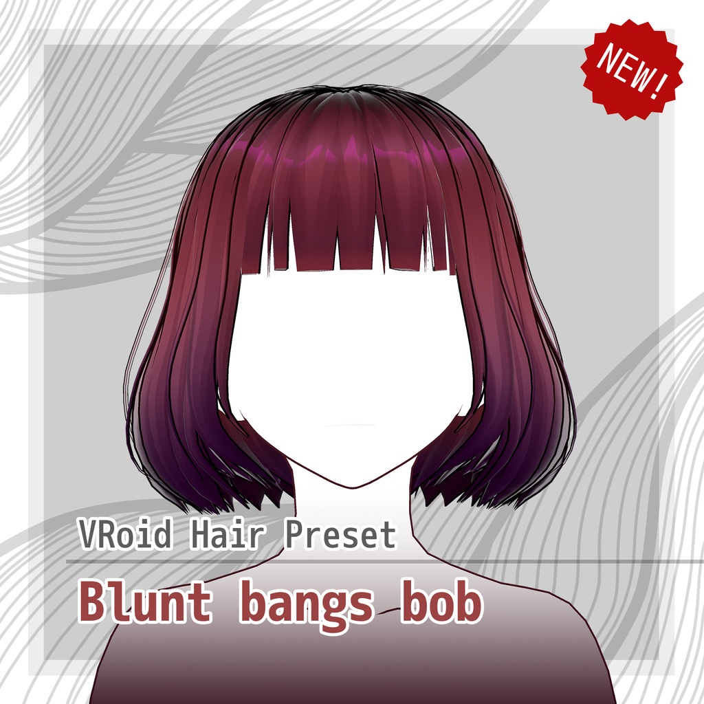 【VRoidヘアプリセット】前髪ぱっつんボブ
