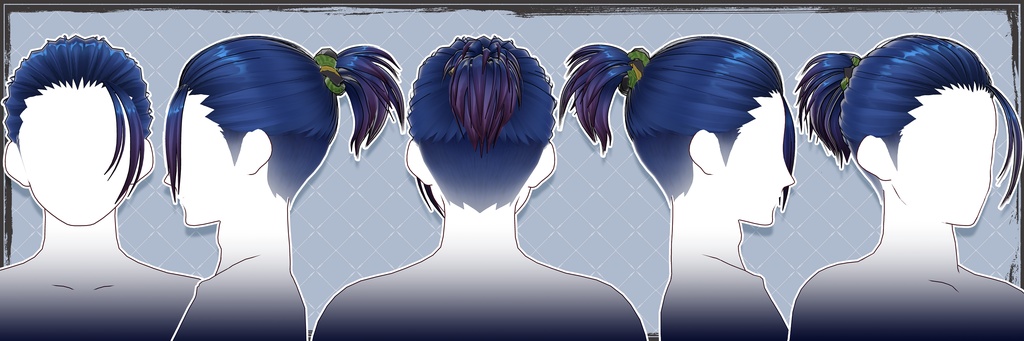 【VRoidヘアプリセット】ツーブロックポニーテールヘア