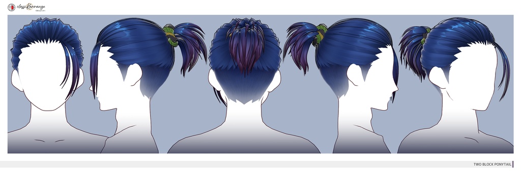 【VRoidヘアプリセット】ツーブロックポニーテールヘア