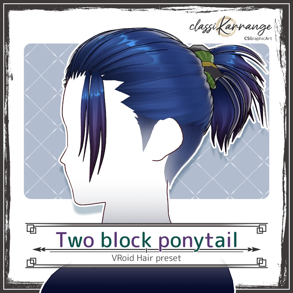 【VRoidヘアプリセット】ツーブロックポニーテールヘア