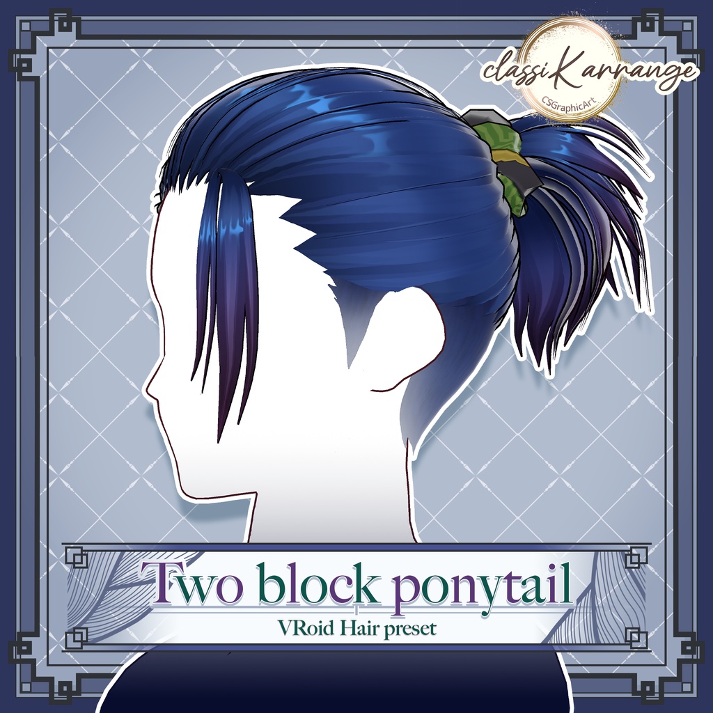 【VRoidヘアプリセット】ツーブロックポニーテールヘア
