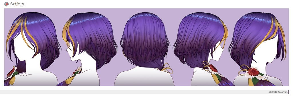 【VRoidヘアプリセット】ローサイドポニーテールヘア