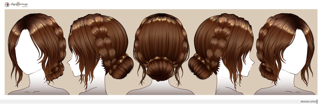【VRoidヘアプリセット】三つ編みアップヘア