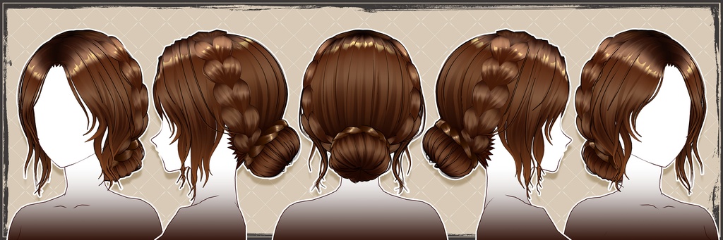 【VRoidヘアプリセット】三つ編みアップヘア