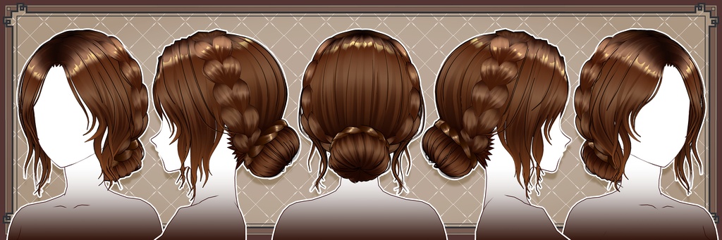 【VRoidヘアプリセット】三つ編みアップヘア