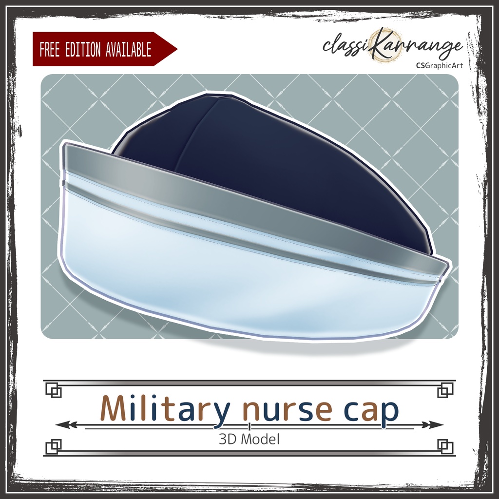 【無料版有・3Dモデル・UnityPackage・XWear】ミリタリーナースキャップ