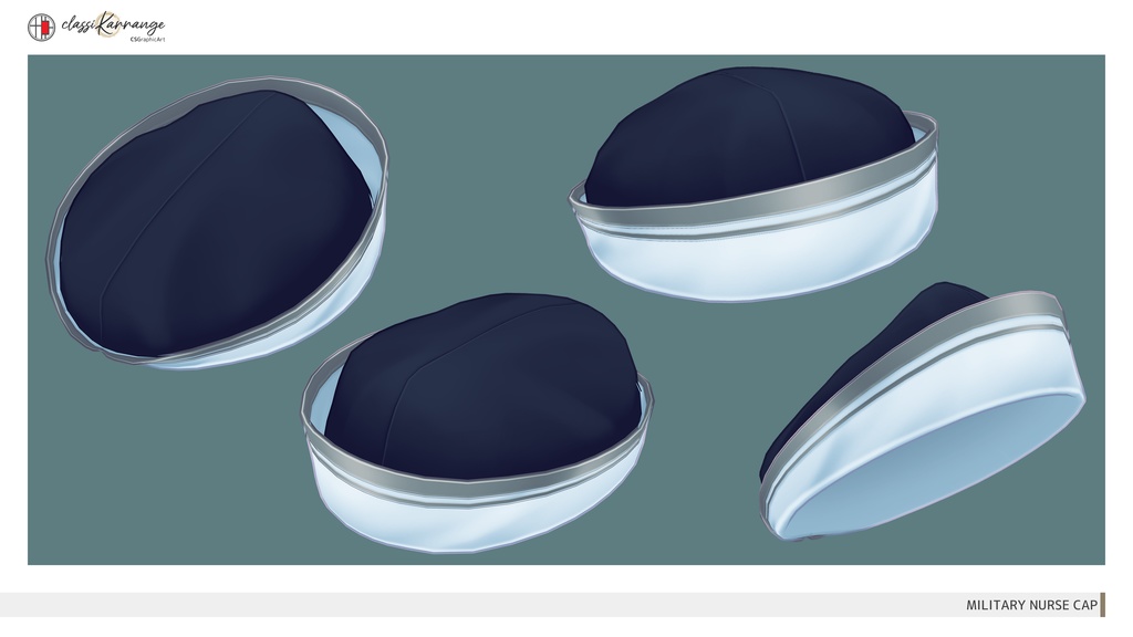 【無料版有・3Dモデル・UnityPackage・XWear】ミリタリーナースキャップ