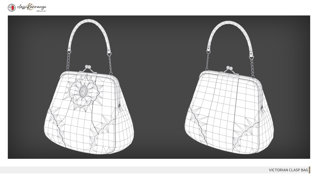 【3Dモデル・UnityPackage・XWear】ヴィクトリアンがま口バッグ