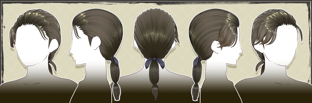 【VRoidヘアプリセット】クラシック士官風ポニーテールヘア