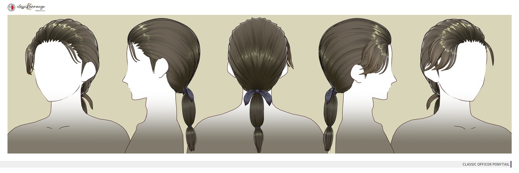 【VRoidヘアプリセット】クラシック士官風ポニーテールヘア