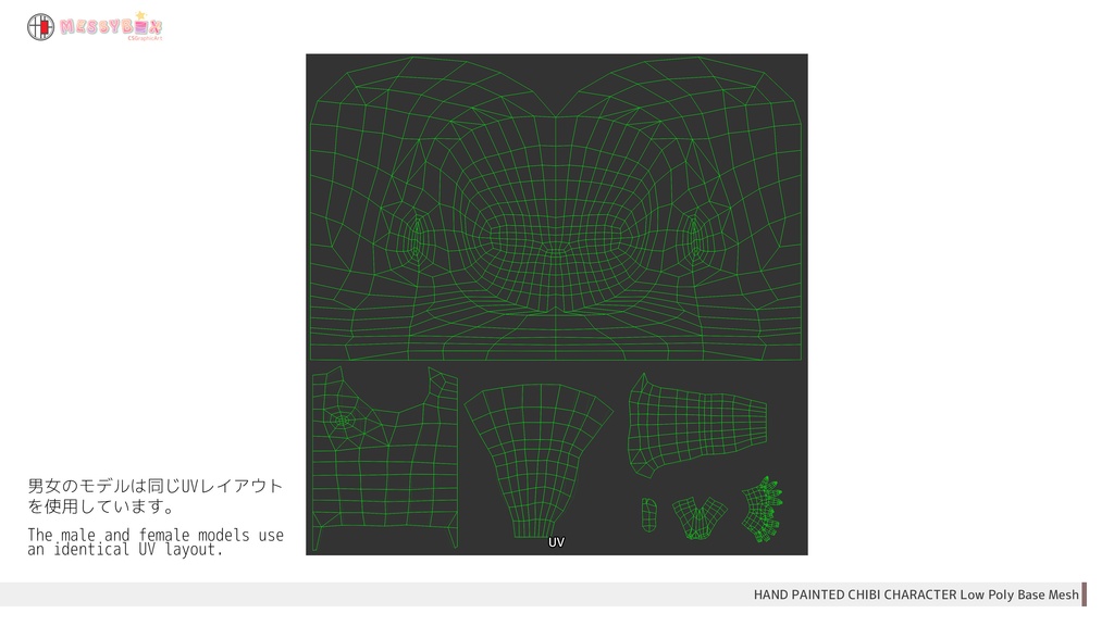 【FBX・Unity】ハンドペイント2.5頭身ちびキャラローポリ素体