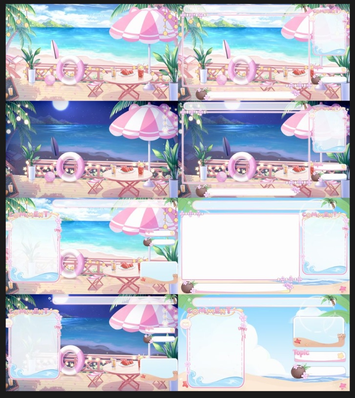 【Vts】【VTuber向け】【🌸美しい海の背景+UI💌】夏と水着の必需品!💕