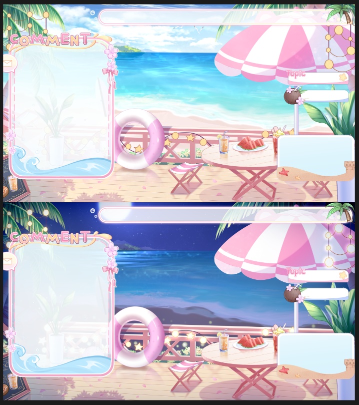 【Vts】【VTuber向け】【🌸美しい海の背景+UI💌】夏と水着の必需品!💕
