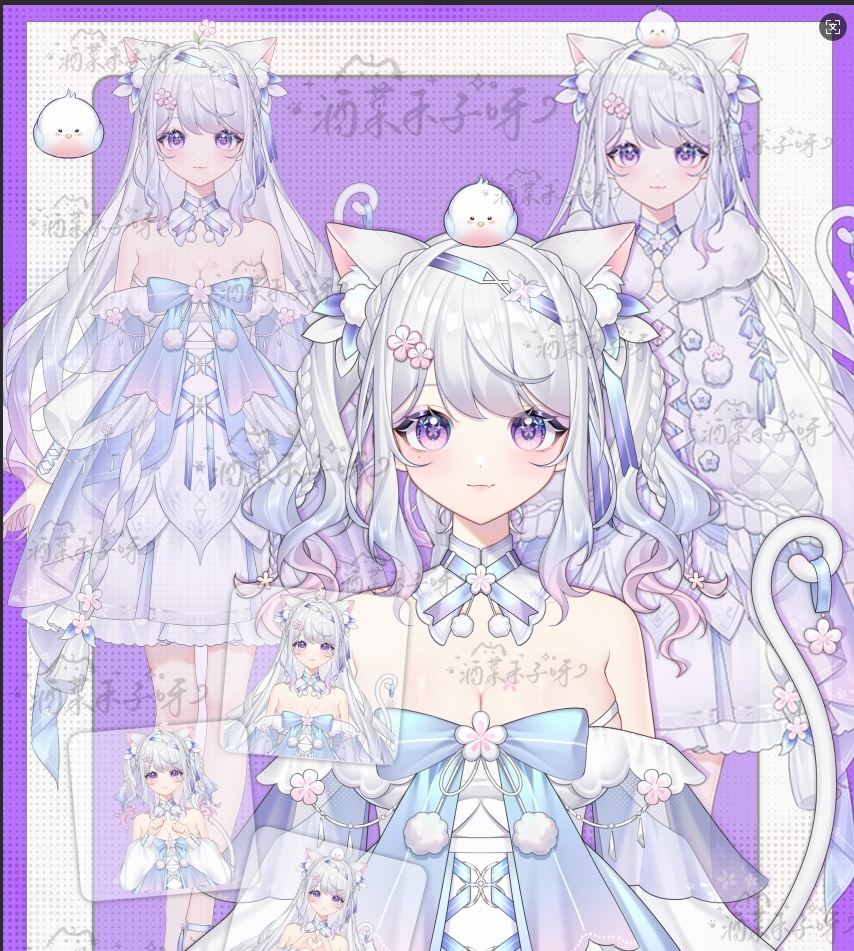 【VTuber Live2Dモデル】【Vts】【VTuber向け】🌸桃花小猫QIQI🌸】桃花の精灵の😸小猫です+美しすぎる背景のUI🌸