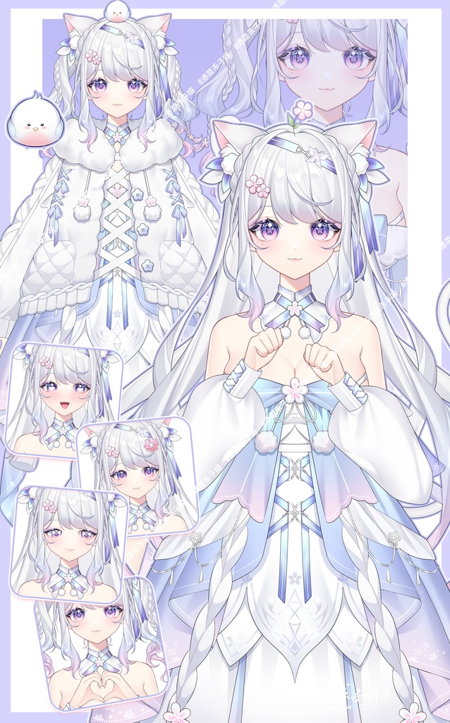 【VTuber Live2Dモデル】【Vts】【VTuber向け】🌸桃花小猫QIQI🌸】桃花の精灵の😸小猫です+美しすぎる背景のUI🌸