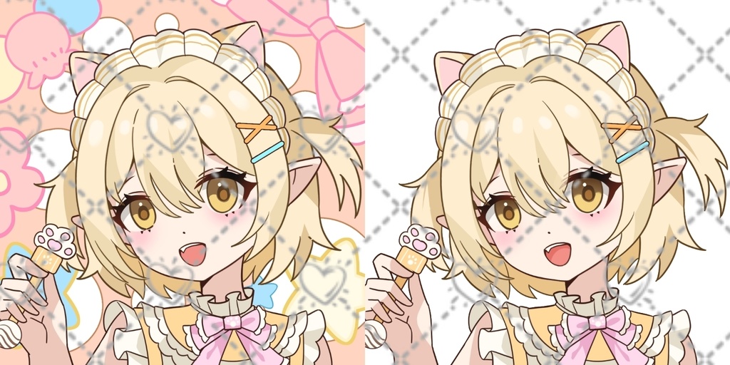 【VTuber Live2Dモデル】【Vts】【VTuber向け】💮【Live2D量販モデル】可愛うさぎ猫ちゃん🐱——メロンパン、🌺