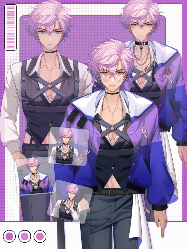 【Vts】【VTuber向け】【🌸Live2D 量販モデル】👔少年のような鮮新さと大人の魅力を併せ持つ188のイケメン男性アイドル! 💌男性アイドル・セイサ! 💌17のボタン! 💌背景UI、💌アイコン、スタンプ、 💌スマートフォン用の縦型フレーム付き。 💌購入すればすぐにデビュー可能!