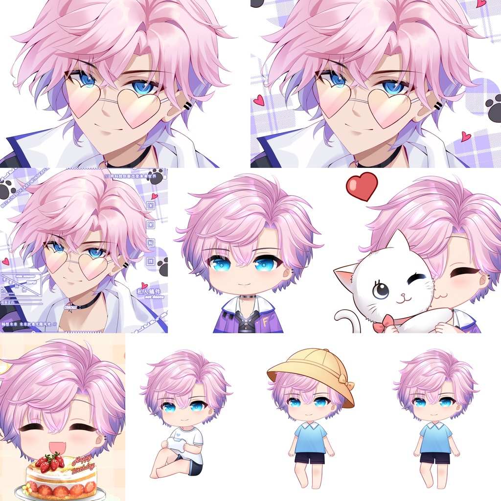 【Vts】【VTuber向け】【🌸Live2D 量販モデル】👔少年のような鮮新さと大人の魅力を併せ持つ188のイケメン男性アイドル! 💌男性アイドル・セイサ! 💌17のボタン! 💌背景UI、💌アイコン、スタンプ、 💌スマートフォン用の縦型フレーム付き。 💌購入すればすぐにデビュー可能!