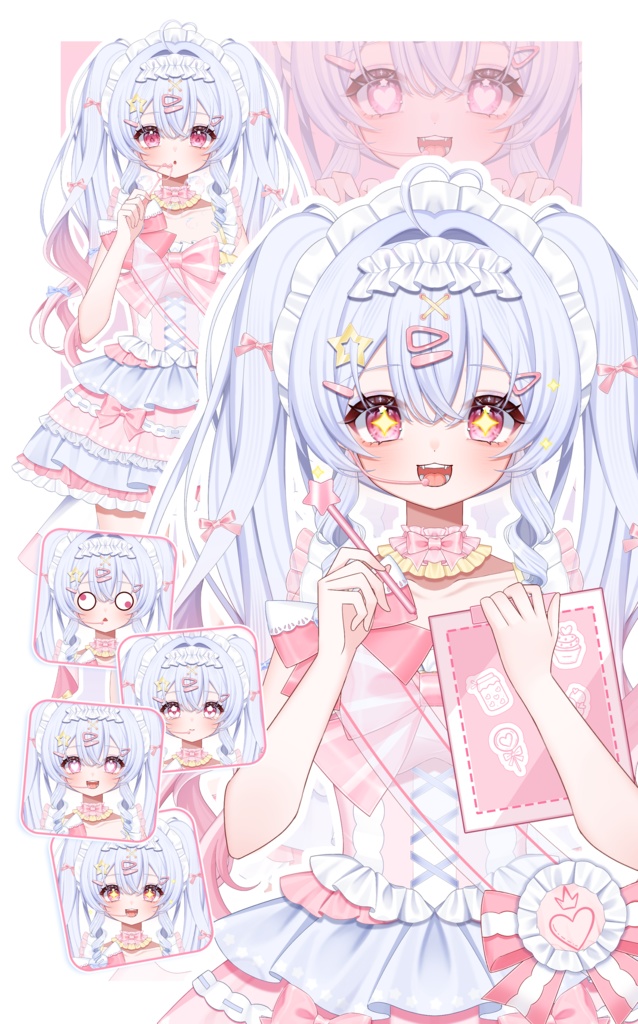 【Vts】【VTuber向け】【Live2D量贩きょうりょうはんモデル】🌹スーパーキュートな元気いっぱいのアイドル——ねむねむちゃん！30以上のボタン、💌頭が飛び出す、💌キュートな変形、💌素材多数、💌アイコン、スタンプ、背景UI💌、マウスカーソル、ワンクリックでデビュー！