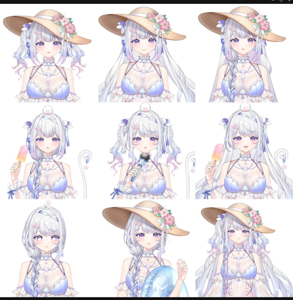 【Vts】【VTuber向け】【Live2D量り売りモデル】【Live2D モデル】🌸ももかねこ ななつの華やかな水着が登場! 🐱髪型が豊富で、 💗ボタンもいっぱいで、 💗超々ウィンク!