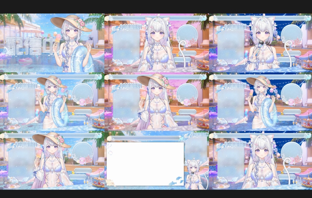 【Vts】【VTuber向け】【Live2D量り売りモデル】【Live2D モデル】🌸ももかねこ ななつの華やかな水着が登場! 🐱髪型が豊富で、 💗ボタンもいっぱいで、 💗超々ウィンク!