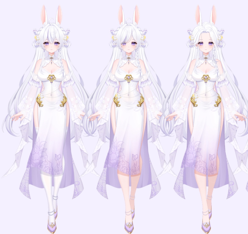 【Vts】【VTuber向け】【Live2D量販モデル】🐰しとやかでちょっぴりいたずら好きな古風月うさぎ「白芷(びゃくし)」登場!💮 💮30以上のボタン、ヘアスタイル無限コンビ、VB&飛び首対応、ワンクリックでQ版に早変わり! 💮背景UI&アイコン&スタンプ付きで、そのままデビュー決定!!