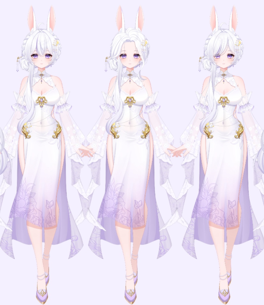 【Vts】【VTuber向け】【Live2D量販モデル】🐰しとやかでちょっぴりいたずら好きな古風月うさぎ「白芷(びゃくし)」登場!💮 💮30以上のボタン、ヘアスタイル無限コンビ、VB&飛び首対応、ワンクリックでQ版に早変わり! 💮背景UI&アイコン&スタンプ付きで、そのままデビュー決定!!